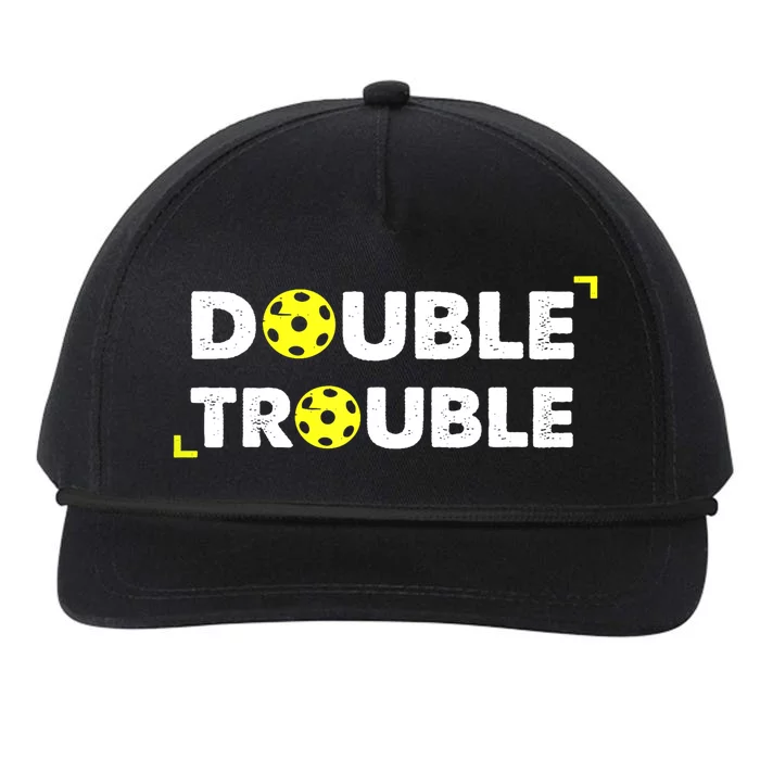 Double Pickleball Trouble Pickle Ball Player Gift Snapback Five-Panel Rope Hat