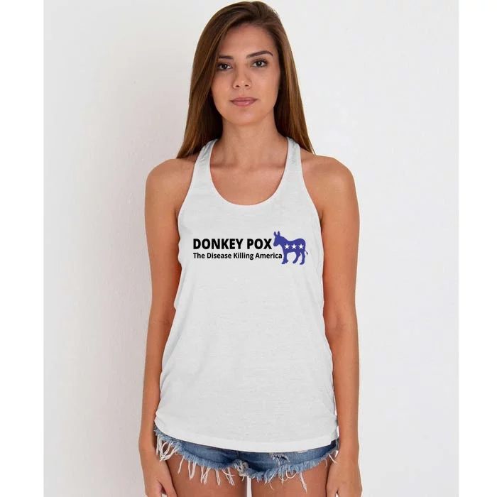 Donkey Pox The Disease Killing America Funny Women's Knotted Racerback Tank