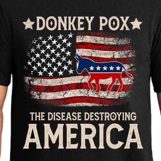 Donkey Pox The Disease Destroying America Funny Donkeypox Amrica Flag Pajama Set