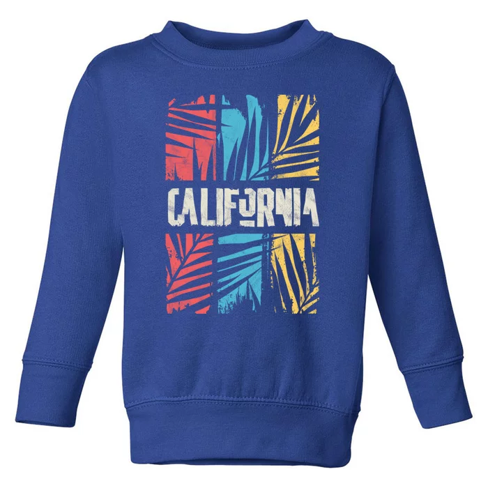 Distressed Palm Tree Beach Dreaming Of California Gift Toddler Sweatshirt