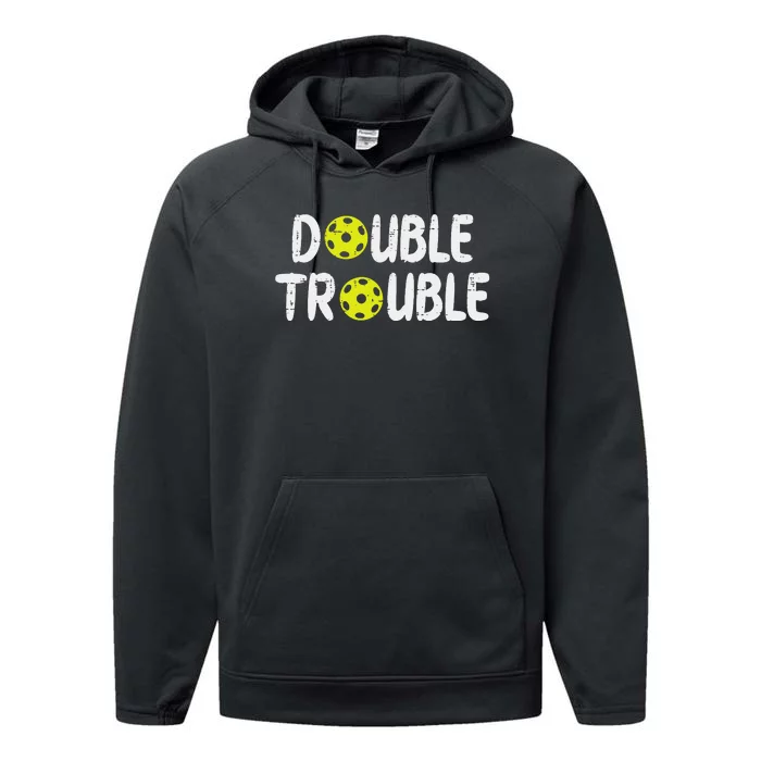 Double Pickleball Trouble Pickle Ball Matching Performance Fleece Hoodie