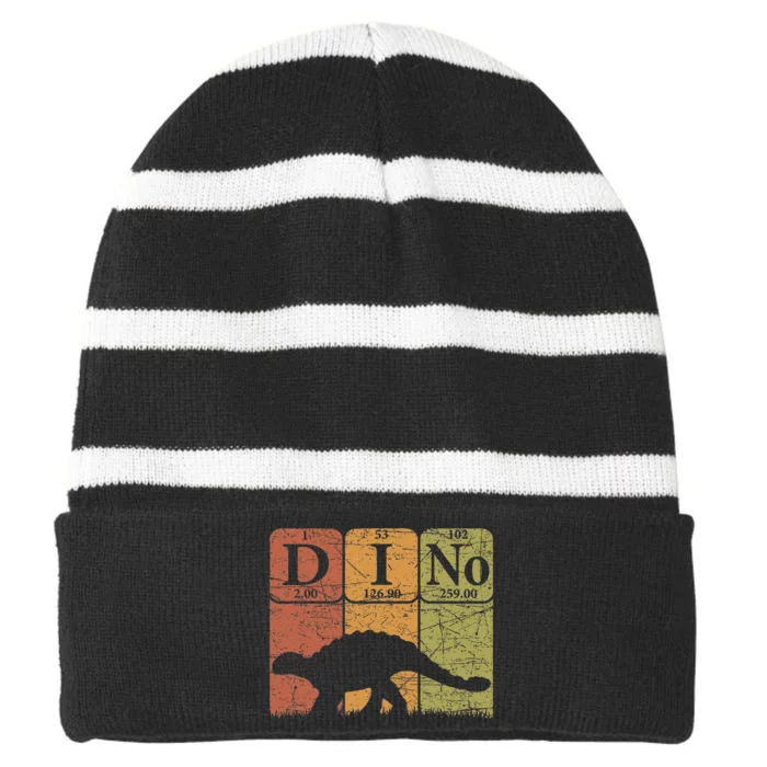 Dinosaur Periodic Table Elements Ankylosaurus Paleontologist Striped Beanie with Solid Band