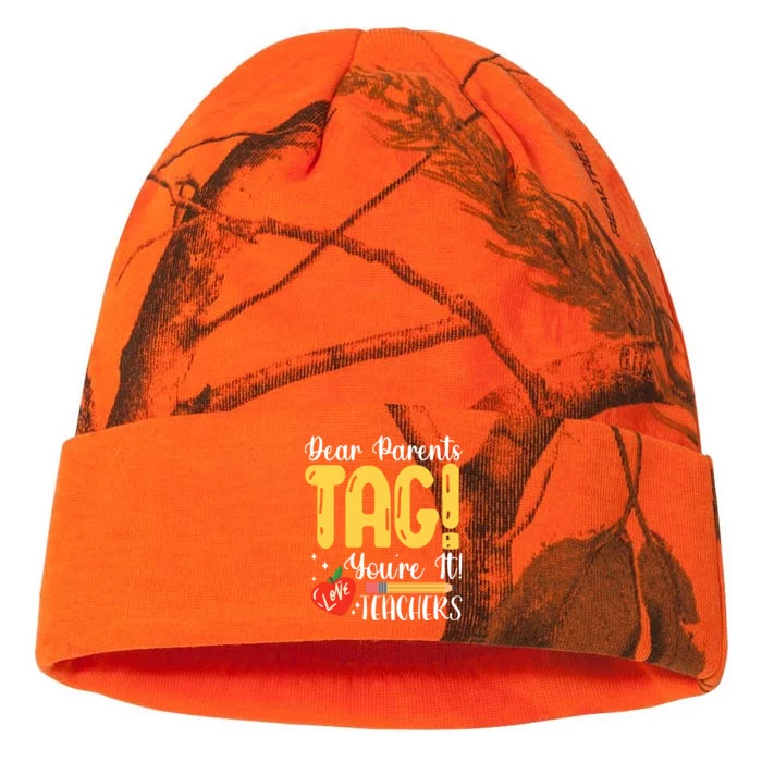 Dear Parents Tag Youre It Love Teachers Summer Funny Kati - 12in Camo Beanie