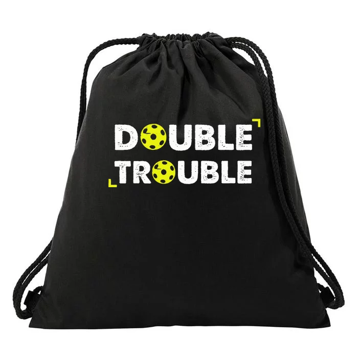 Double Pickleball Trouble Pickle Ball Pickle Ball Player Drawstring Bag