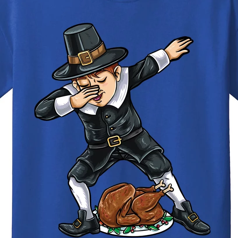 Dabbing Pilgrim Turkey Thanksgiving Funny Gift Kids T-Shirt