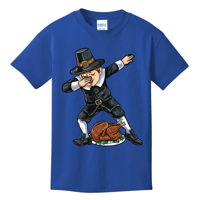 Dabbing Pilgrim Turkey Thanksgiving Funny Gift Kids T-Shirt