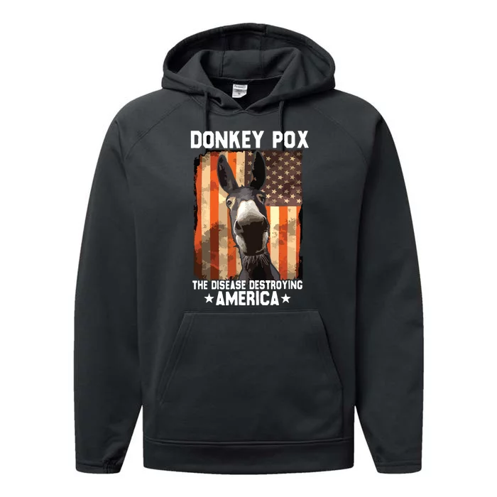 Donkey Pox The Disease Destroying America Donkeypox Funny Performance Fleece Hoodie