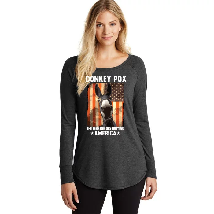 Donkey Pox The Disease Destroying America Donkeypox Funny Women's Perfect Tri Tunic Long Sleeve Shirt