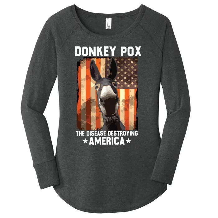 Donkey Pox The Disease Destroying America Donkeypox Funny Women's Perfect Tri Tunic Long Sleeve Shirt