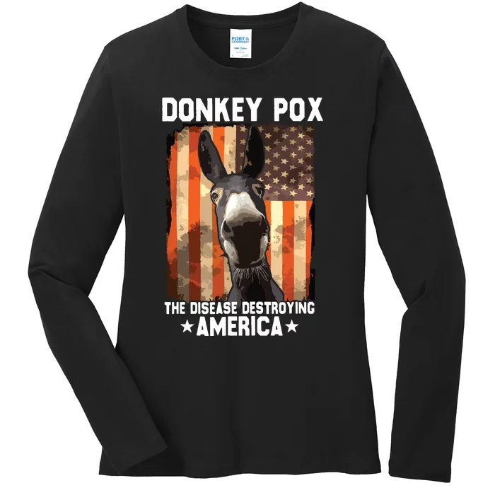 Donkey Pox The Disease Destroying America Donkeypox Funny Ladies Long Sleeve Shirt