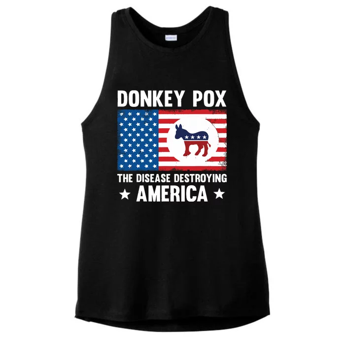 Donkey Pox The Disease Destroying America Funny Anti Biden Ladies Tri-Blend Wicking Tank