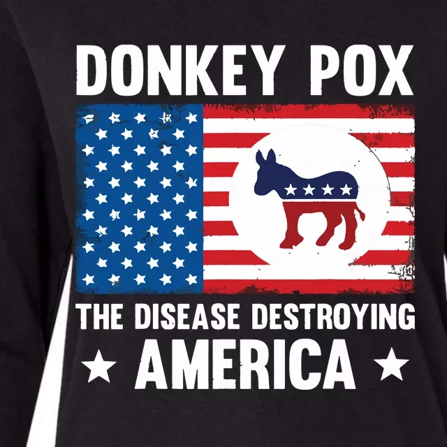 Donkey Pox The Disease Destroying America Funny Anti Biden Womens Cotton Relaxed Long Sleeve T-Shirt