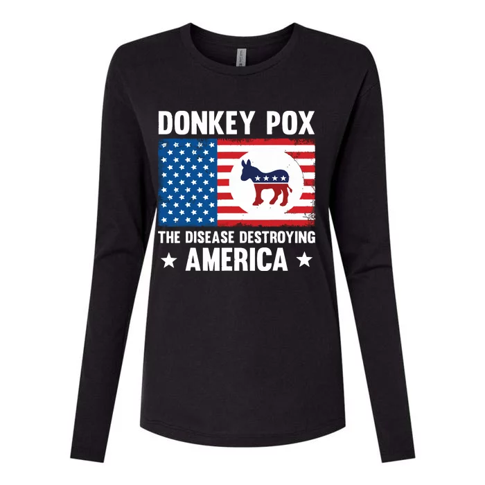 Donkey Pox The Disease Destroying America Funny Anti Biden Womens Cotton Relaxed Long Sleeve T-Shirt