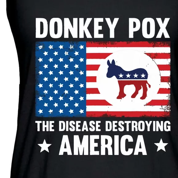 Donkey Pox The Disease Destroying America Funny Anti Biden Ladies Essential Flowy Tank