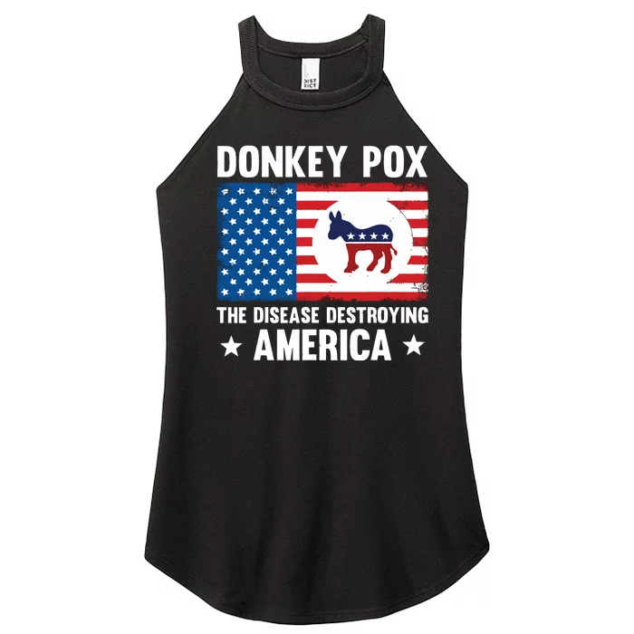 Donkey Pox The Disease Destroying America Funny Anti Biden Women’s Perfect Tri Rocker Tank