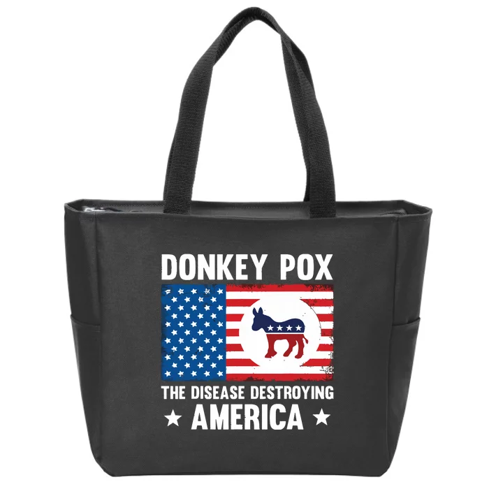 Donkey Pox The Disease Destroying America Funny Anti Biden Zip Tote Bag