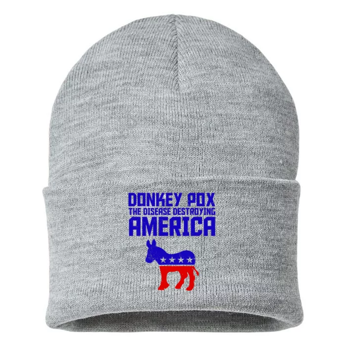 Donkey Pox The Disease Destroying America Anti Biden Sustainable Knit Beanie