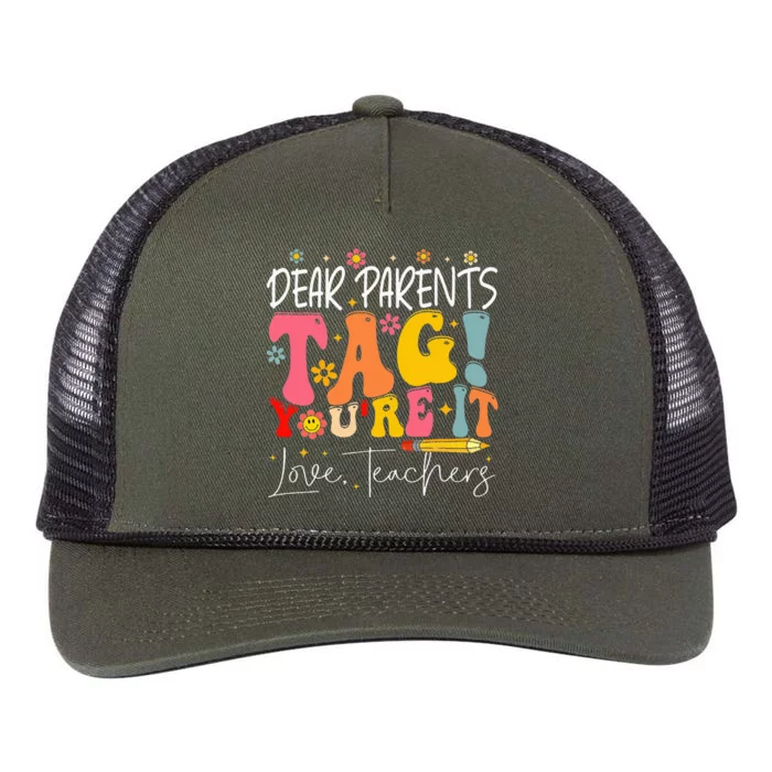 Dear Parents Tag YouRe It Love Teachers Retro Rope Trucker Hat Cap