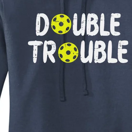 Double Pickleball Trouble Pickle Ball Matching Women's Pullover Hoodie