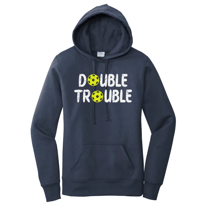 Double Pickleball Trouble Pickle Ball Matching Women's Pullover Hoodie