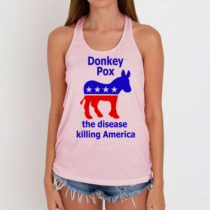 Donkey Pox The Disease Killing America Anti Liberal Women's Knotted Racerback Tank