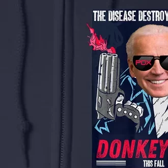 Donkey Pox The Disease Destroying America Funny Biden Meme Full Zip Hoodie