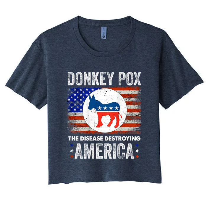 Donkey Pox The Disease Destroying America Funny Women's Crop Top Tee