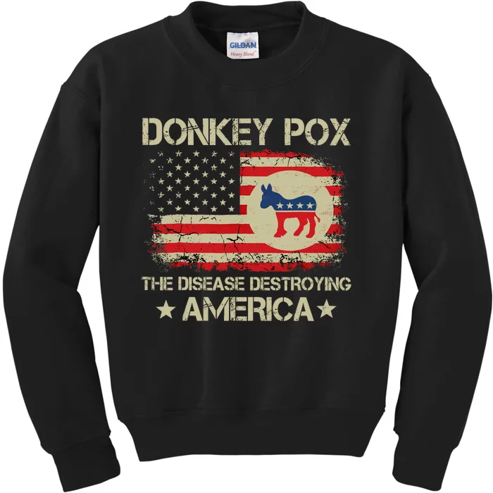 Donkey Pox The Disease Destroying America USA Flag Funny Kids Sweatshirt