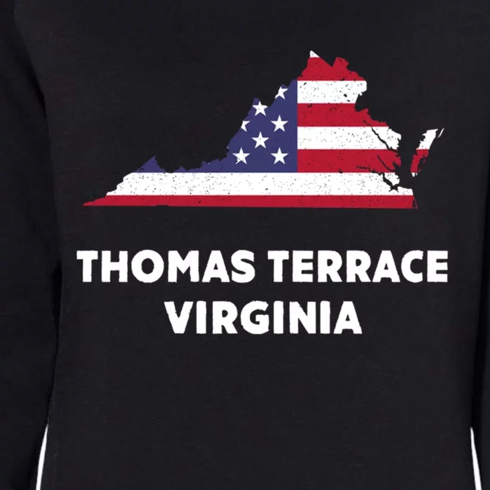 Distressed Patriotic Usa Flag Thomas Terrace Virginia Gift Womens California Wash Sweatshirt