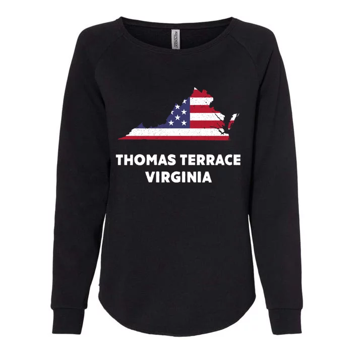 Distressed Patriotic Usa Flag Thomas Terrace Virginia Gift Womens California Wash Sweatshirt