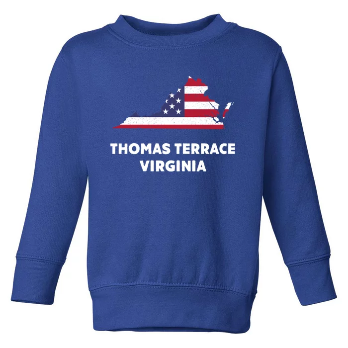 Distressed Patriotic Usa Flag Thomas Terrace Virginia Gift Toddler Sweatshirt