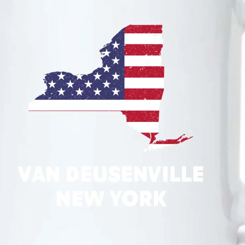 Distressed Patriotic Usa Flag Van Deusenville New York Funny Gift Black Color Changing Mug