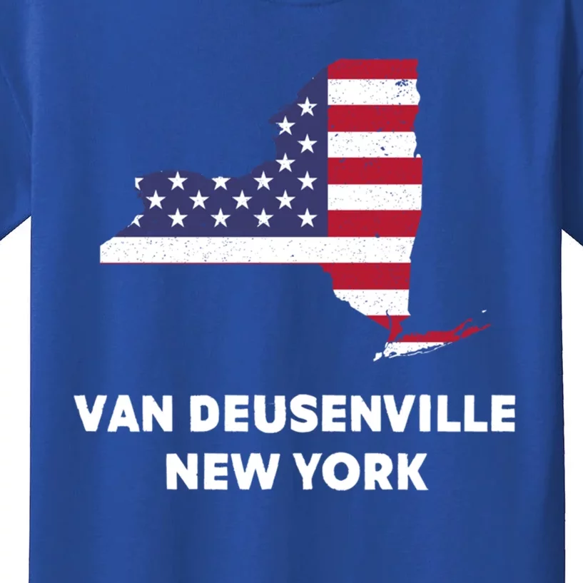 Distressed Patriotic Usa Flag Van Deusenville New York Funny Gift Kids T-Shirt