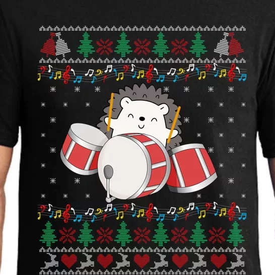 Drum Player Ugly Christmas Sweater Hedgehog Xmas Matching Meaningful Gift Pajama Set