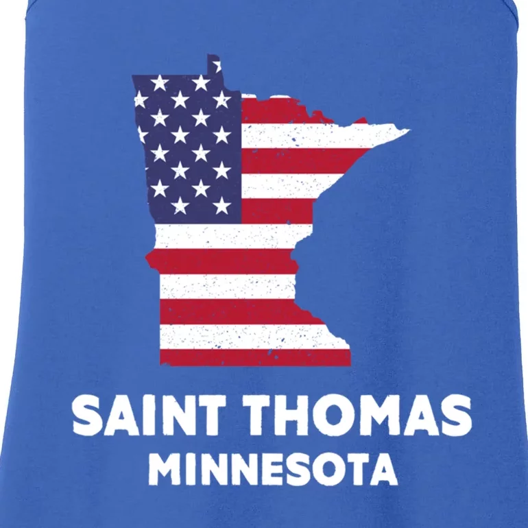 Distressed Patriotic Usa Flag Saint Thomas Minnesota Funny Gift Ladies Essential Tank