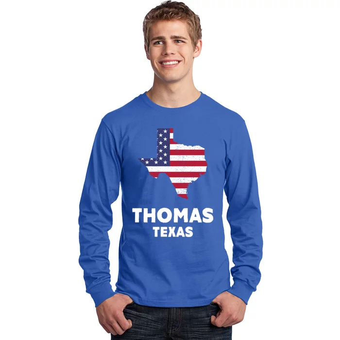 Distressed Patriotic Usa Flag Thomas Texas Cute Gift Long Sleeve Shirt