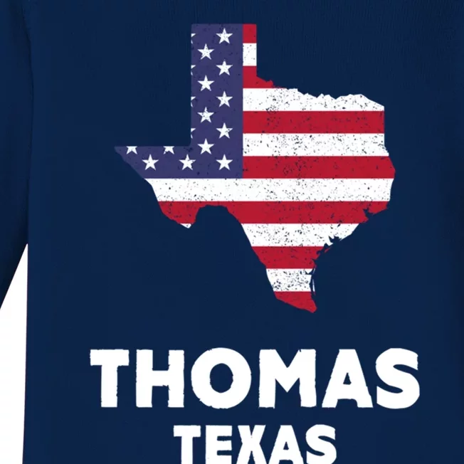 Distressed Patriotic Usa Flag Thomas Texas Cute Gift Baby Long Sleeve Bodysuit