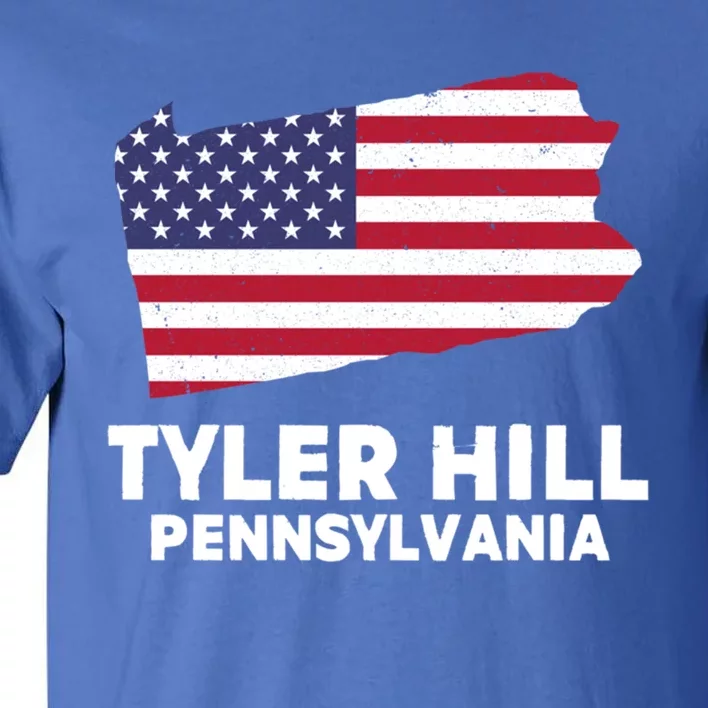 Distressed Patriotic Usa Flag Tyler Hill Pennsylvania Gift Tall T-Shirt