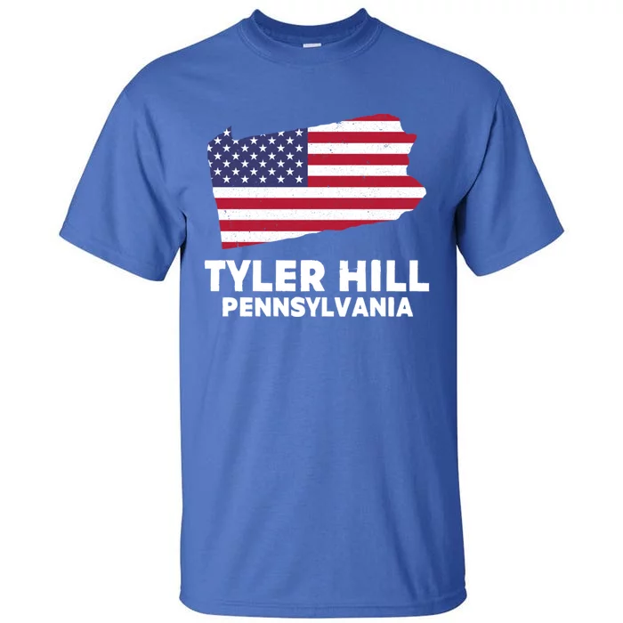 Distressed Patriotic Usa Flag Tyler Hill Pennsylvania Gift Tall T-Shirt