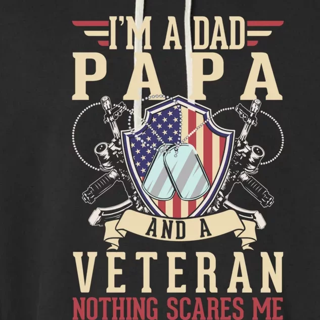 Dad Papa Us Veteran Patriotic Father American Gift Garment-Dyed Fleece Hoodie