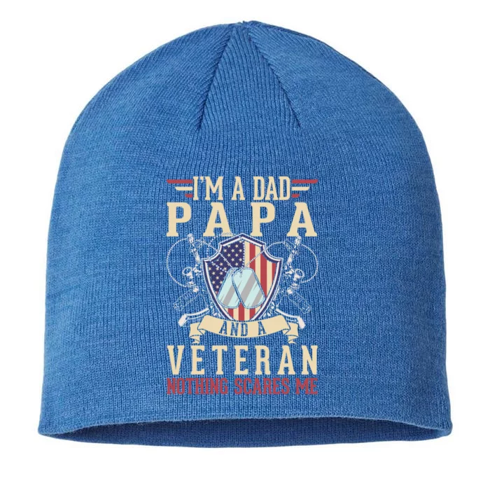 Dad Papa Us Veteran Patriotic Father American Gift 8 1/2in Sustainable Knit Beanie