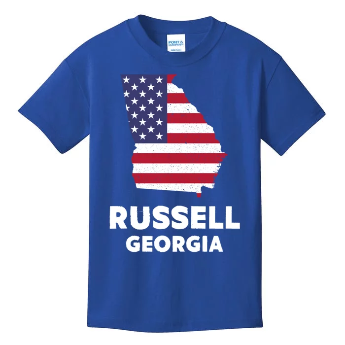 Distressed Patriotic Usa Flag Russell Georgia Gift Kids T-Shirt