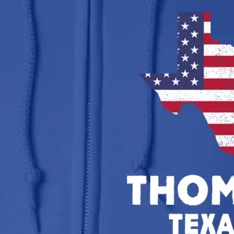 Distressed Patriotic Usa Flag Thomas Texas Great Gift Full Zip Hoodie