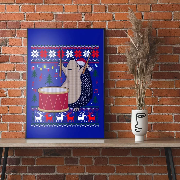 Drum Player Ugly Christmas Sweater Hedgehog Xmas Matching Poster