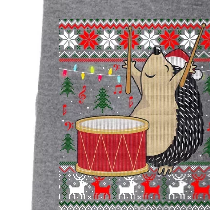 Drum Player Ugly Christmas Sweater Hedgehog Xmas Matching Doggie 3-End Fleece Hoodie