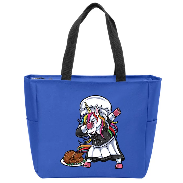 Dabbing Pilgrim Unicorn Turkey Thanksgiving Great Gift Zip Tote Bag