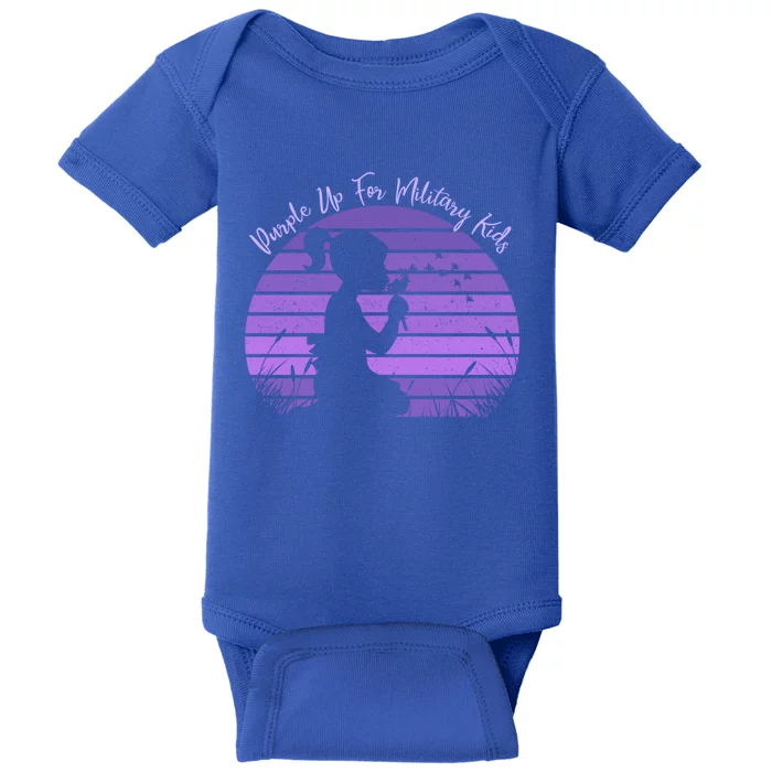 Dandelion Purple Up For Military Month Army Cute Gift Baby Bodysuit