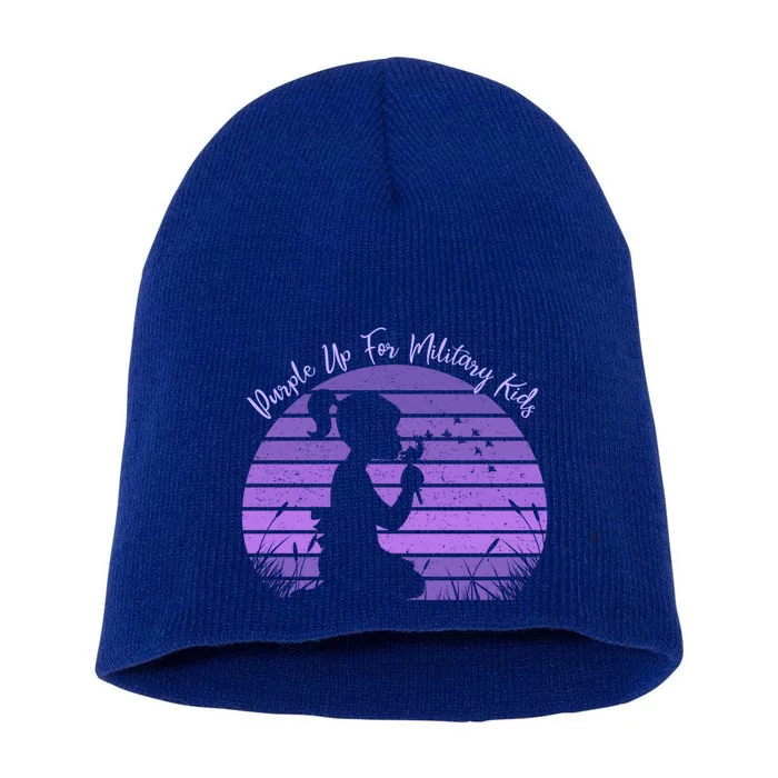 Dandelion Purple Up For Military Month Army Cute Gift Short Acrylic Beanie