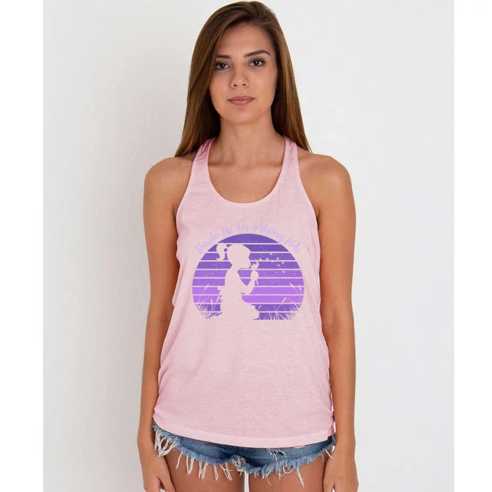 Dandelion Purple Up For Military Month Army Cute Gift Women's Knotted Racerback Tank