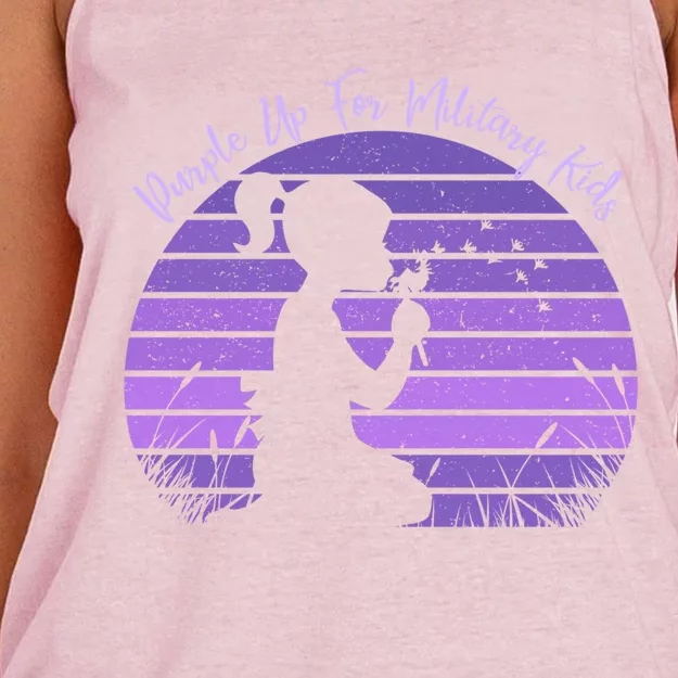 Dandelion Purple Up For Military Month Army Cute Gift Women's Knotted Racerback Tank